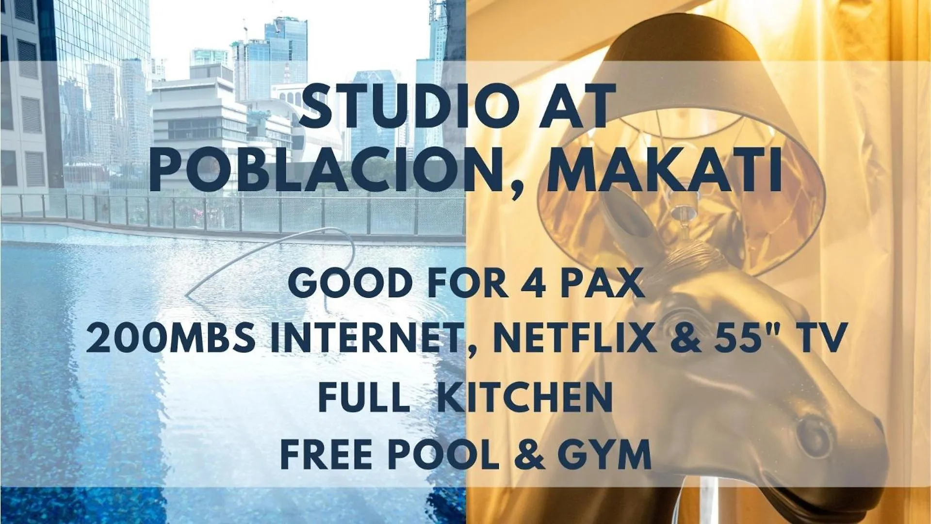 Studio For 4 With Netflix, 55In Tv, 200Mbs Net, In Heart Of Makati location